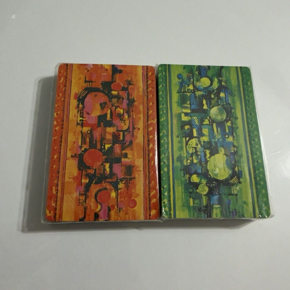2 Vintage Stardust Nu-Vue - 70's Art Plastic Coated Playing Cards Deck (SEALED)